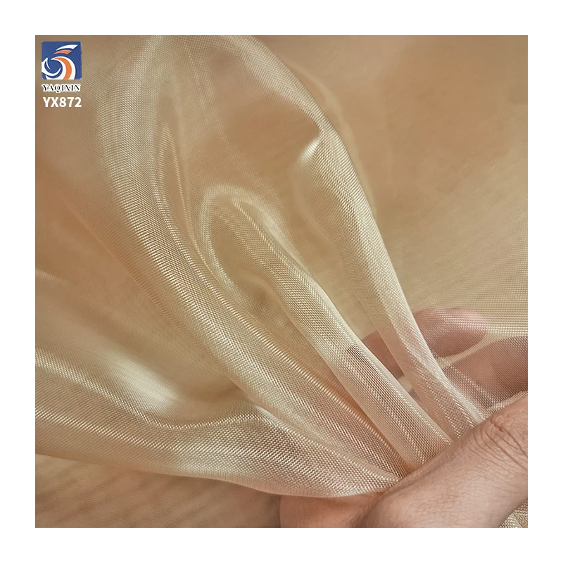 YX872 High Quality 60D High-Density Mesh 100% Nylon Hard Mesh Fabric Knitted Twill Square Mesh Wedding Dress Fabric - 图片 3