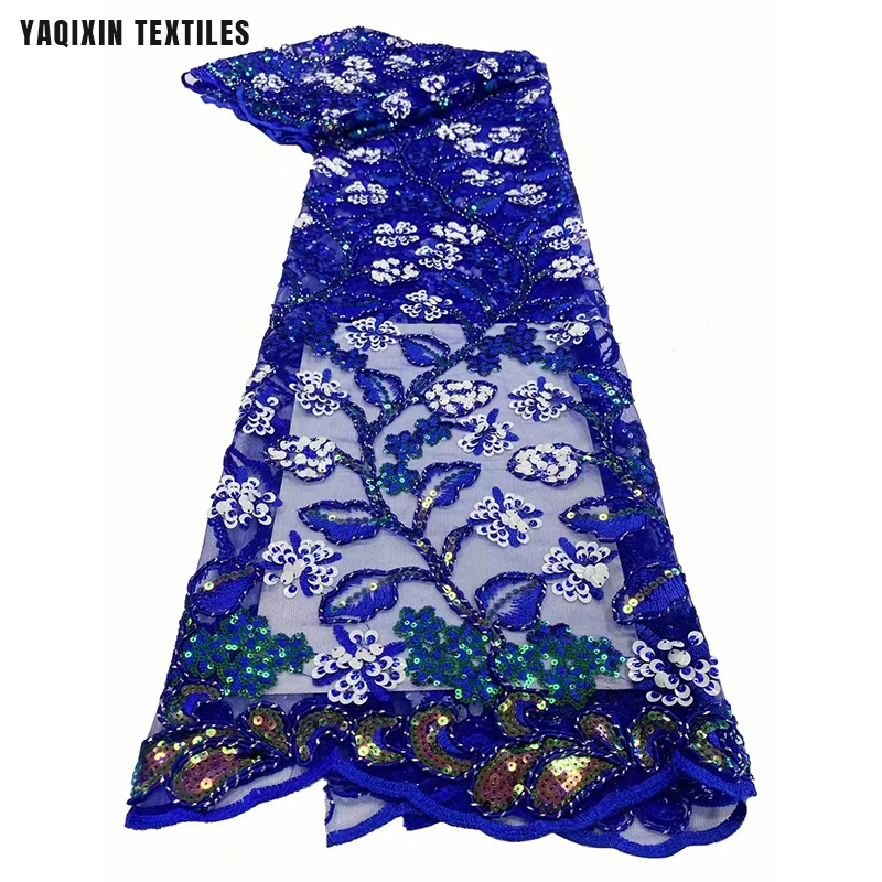 New Trend Luxury Austria African Burnt Orange Lace Fabric Flower Leaf Design Crystal Sequin Embroidery Lace Fabric - 图片 6