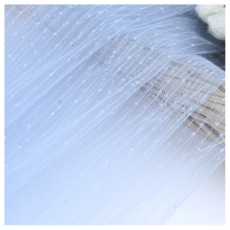 Wholesale Prices Solid Polyester Elegant Tulle Fabric Dotted Jacquard Mesh Bridal Lace Fabric for Wedding Veil Dress - 图片 5
