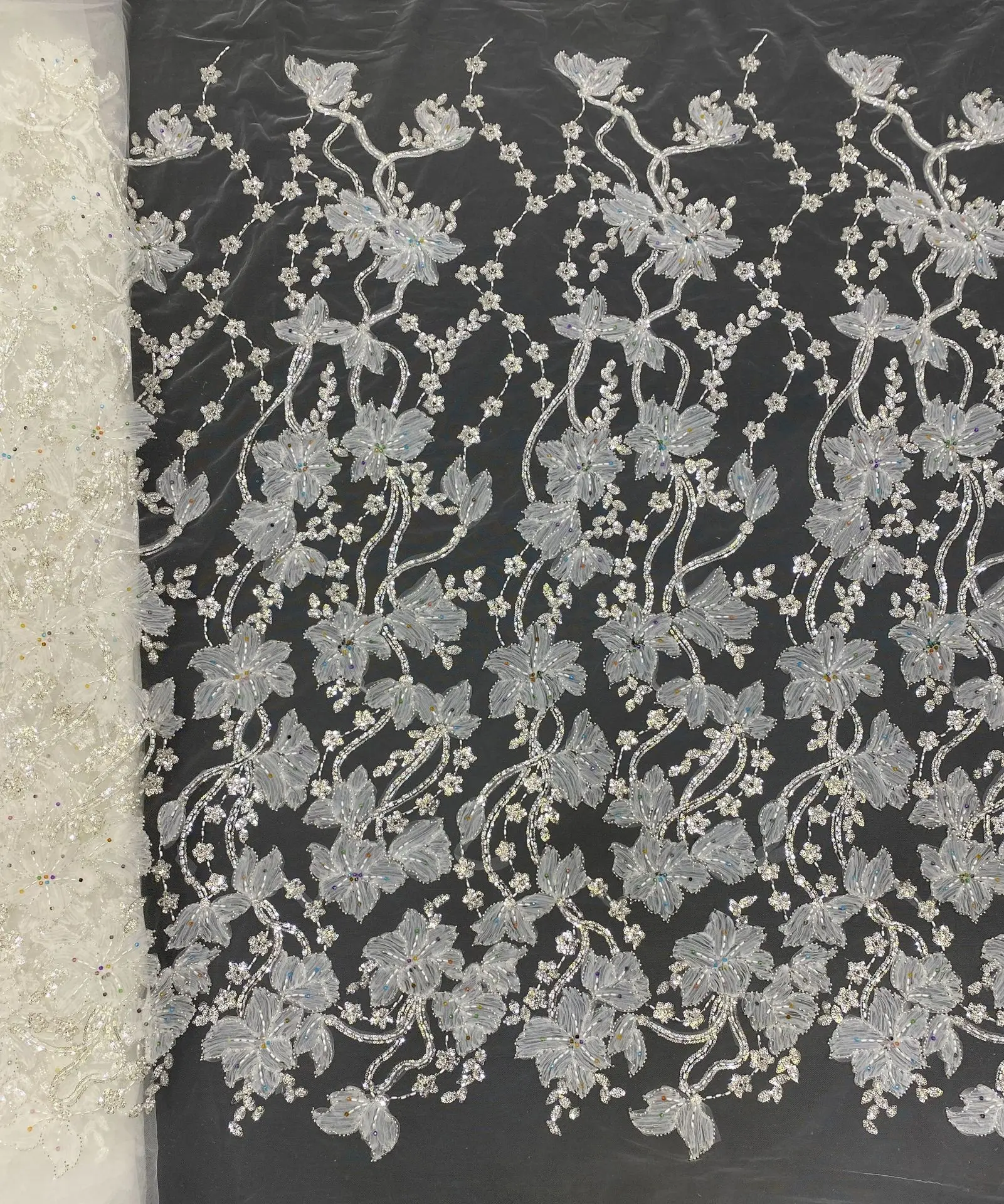 YX486 Garment Accessories Machine-woven Lace Polyester Eco-Friendly Sequins Bridal Wedding Party Worldwide Fabric Lace - 图片 3