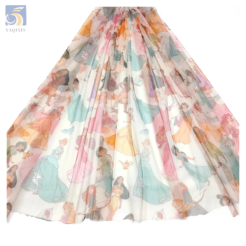 YX2095-1 Soft Tulle Custom Printed Princess Pattern European and American Children's Fabric - 图片 5