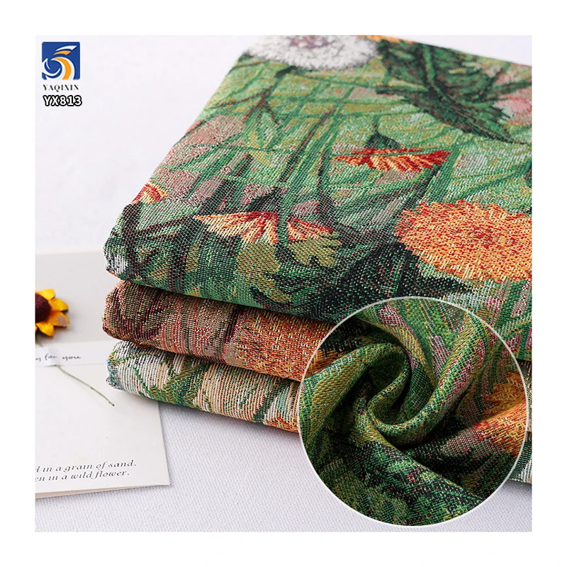 YX813 Custom Home Textiles Clothing Yarn Dyed Jacquard Fabric European Art Florals Colorful Yarn-Dyed Jacquard Fabric