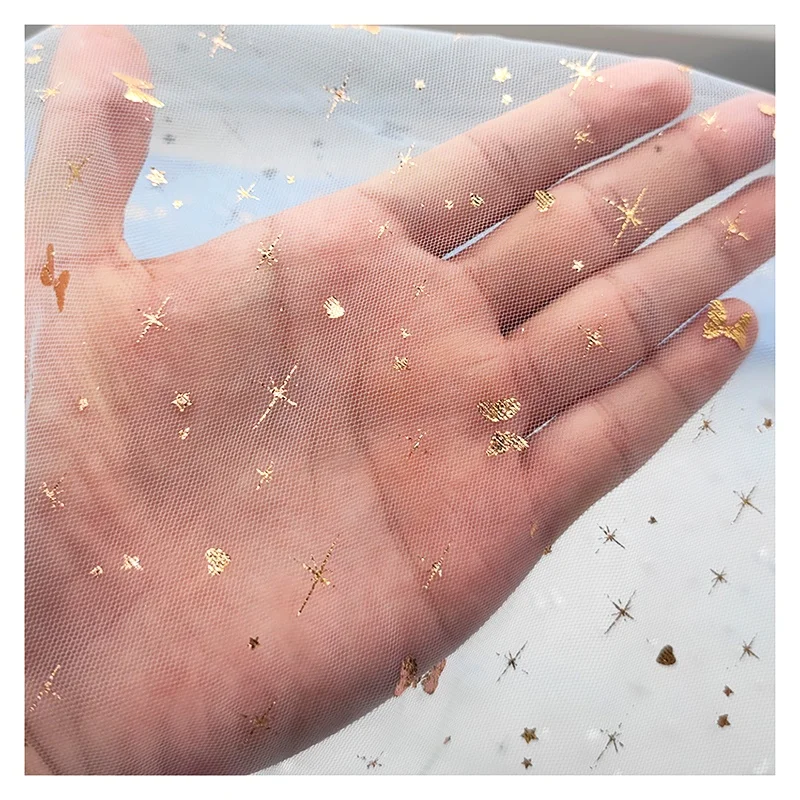 Factory Direct Meteor Shower Print Illusion Flash Tulle Foil Film Printed Fabric Children's Clothing Fashion Design - 图片 4