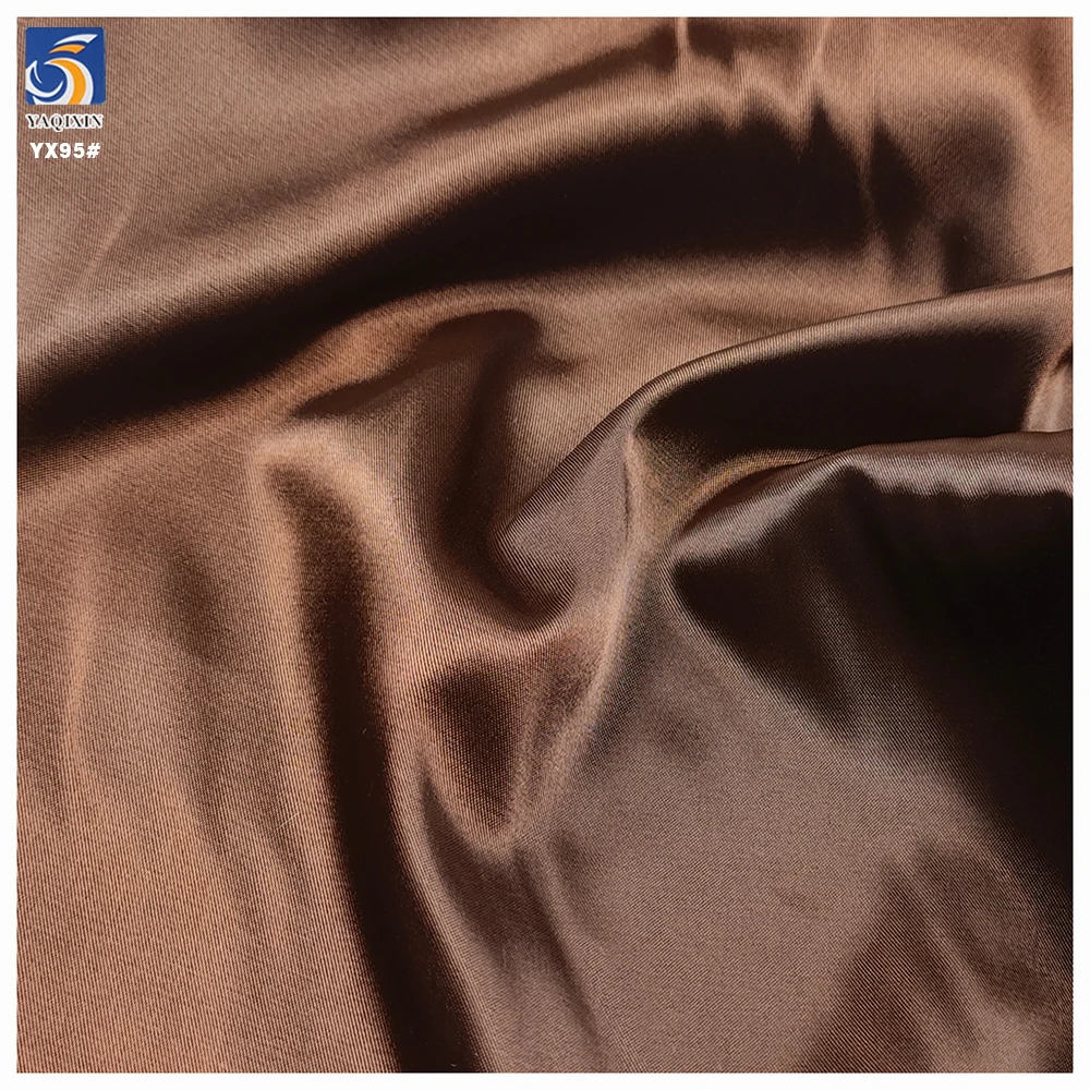 Brown Satin Fabric High Quality Super Soft Mickey Satin 98% Polyester 2% Spandex Matte Elastic Satin Fabric - 图片 4