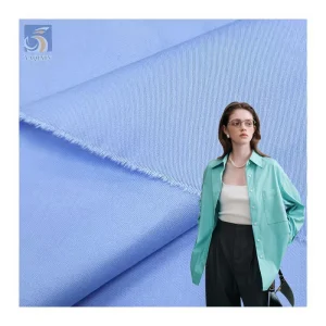 CX-6041 CVC 40% Polyester and 60% Cotton Manufacturer Twill Fabric Blue Comfortable Shirt Pants Fabric