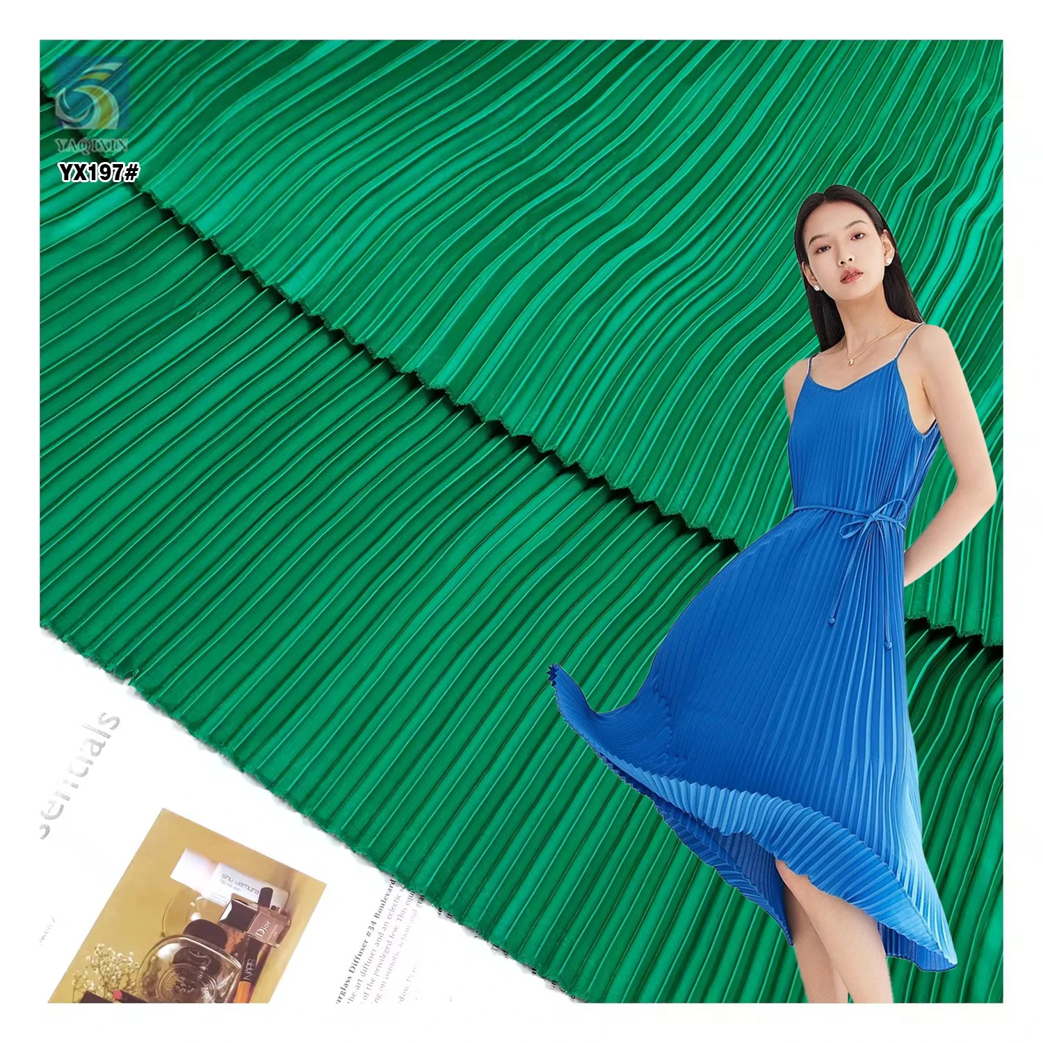 YX197 Good Quality Wedding 4810 Matte Satin Fabric 1cm Pleat Polyester Material Crinkle Pleated Satin Fabric