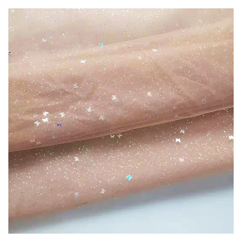 2026 Novel Design Shiny Glitter Dot Butterfly Sequins Tulle Mesh Fabric for Kids Dress - 图片 6