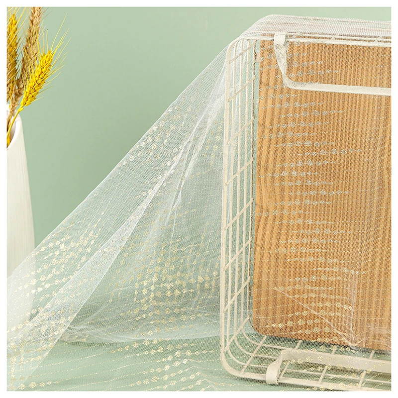 2026 Latest Tulle Mesh Fabric for Wedding Bridal Foil Printing Dot Golden Glitter Flash 100 Polyester Tulle Fabric - 图片 5