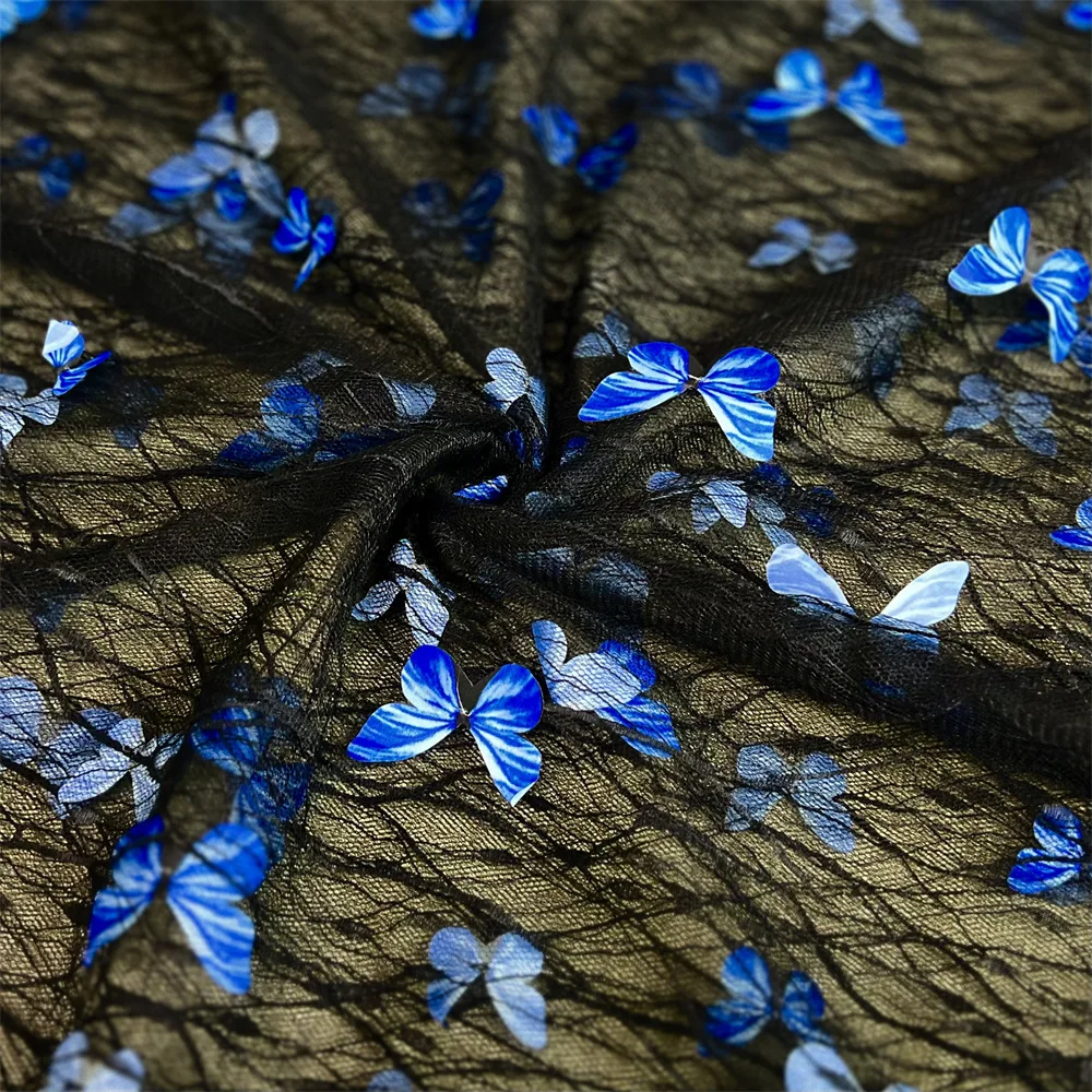 2025 Lace Butterfly 3D Embroidery Lace Fabric Tulle Summer Children's Dresses Headdress Diy Butterfly Mesh Fabric - 图片 4