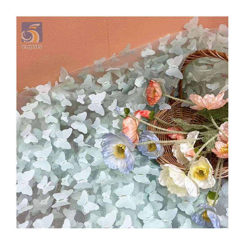 TDS004 OEM ODM 3D Butterfly Design 100% Polyester Eco-Friendly Breathable Tulle Mesh Fabric for Women's Girls Dance Dress - 图片 6