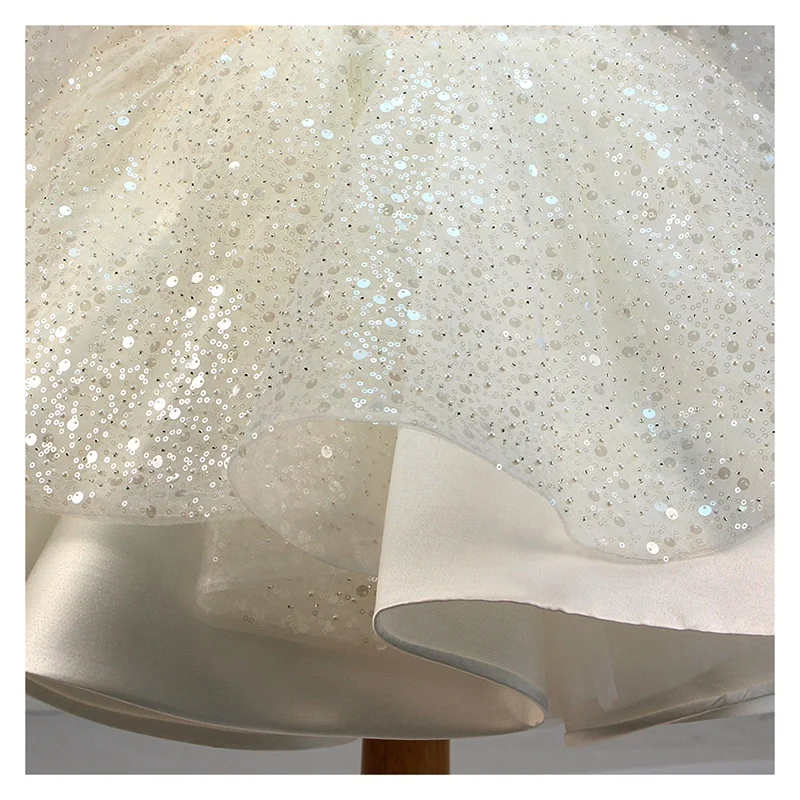 Crystal Sequins Bridal Luxury Embroidery Beads Wedding Tulle White Beaded Lace Fabric - 图片 6