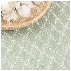 High Quality Jacquard Tulle Mesh Fabric Diamond Pure White Elegant Bridal Tulle Fabric for Wedding Mosquito Net