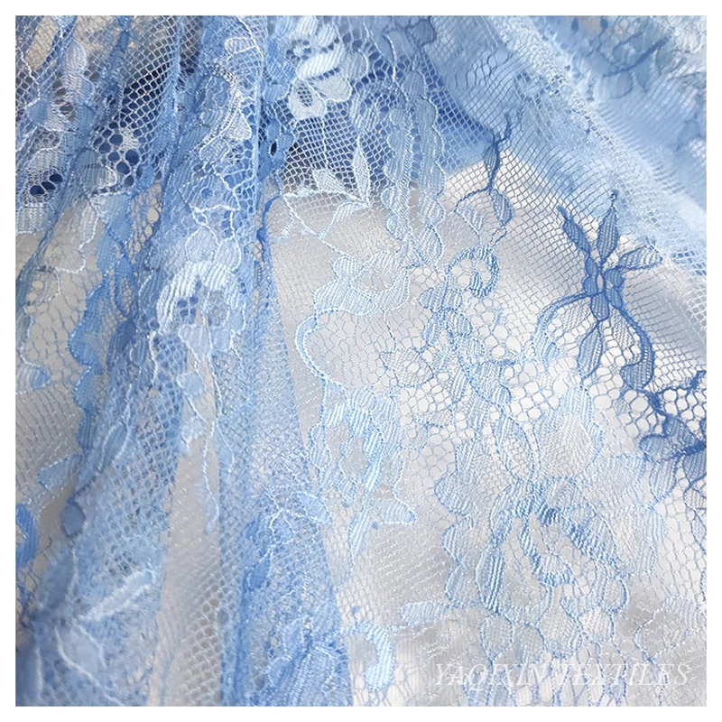OEM Customized Garment Accessories Lace Mesh Fabric Wedding Eyelash Lace Fabric Black White Fancy Chemical Lace - 图片 4
