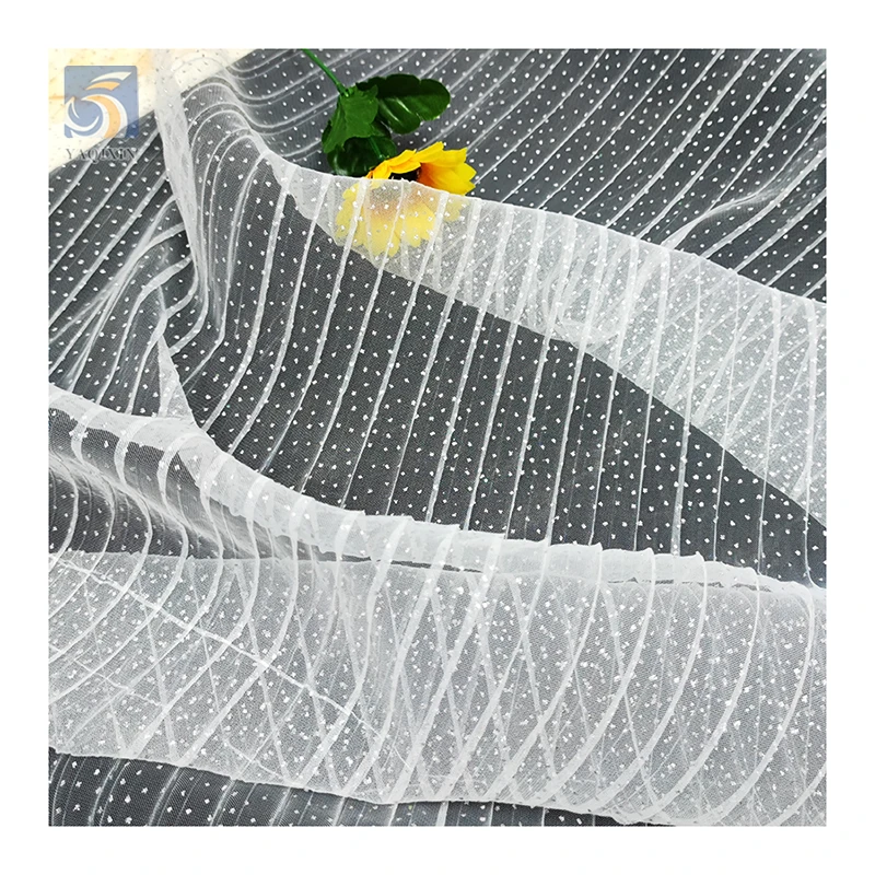 Wholesale Prices Polyester Crepe Pleated Tulle Silver Sparkle Glitter Tulle Mesh Fabric for Wedding 5 Yards - 图片 5