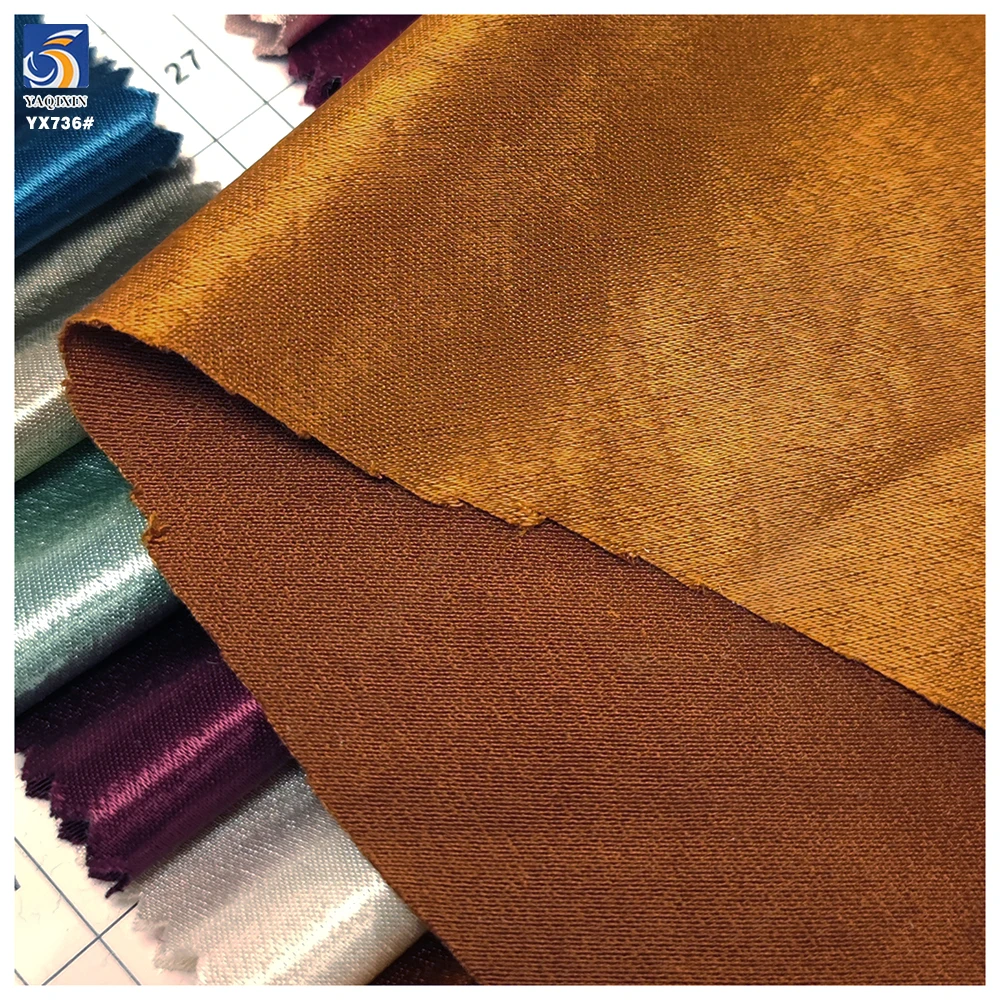 YX736 High Quality Brown 100 Polyester African Dress Fabric Liquid Acetate Satin Glossy Fabric for Clothing Woven - 图片 4