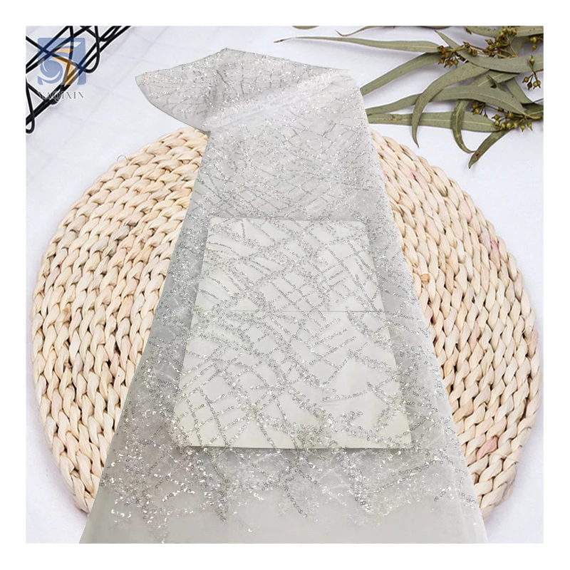 YX2698 2025 New Arrival Golden Supplier Wholesale Lace Fabric Australia Beaded French Sequined Lace Fabric Glitter - 图片 4