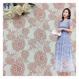 YX948 Non-Stretch Chantilly Lace Fabric With Flowers Embroidery Valentine's Day Romantic French Rose Lace Dress Fabrics Textiles