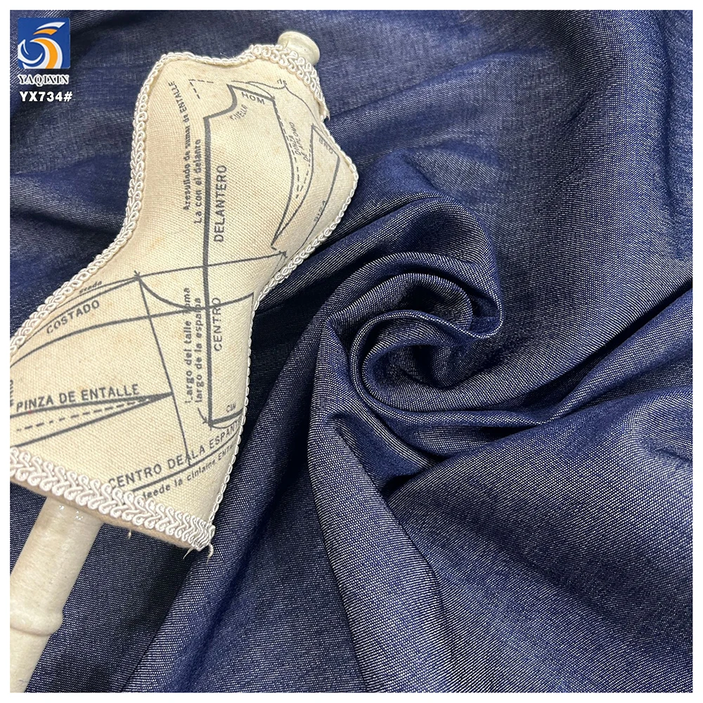 YX734 170gsm Sky Blue Woven 50% Polyester 50% Rayon Denim Fabric for Shirt Jeans High Quality Denim Fabric - 图片 5