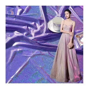 2025 Knit Polyester Spandex Lurex Fabric Shiny Stretch Silver Glitter Metallic Lurex Fabric for Swimwear/Evening Dress