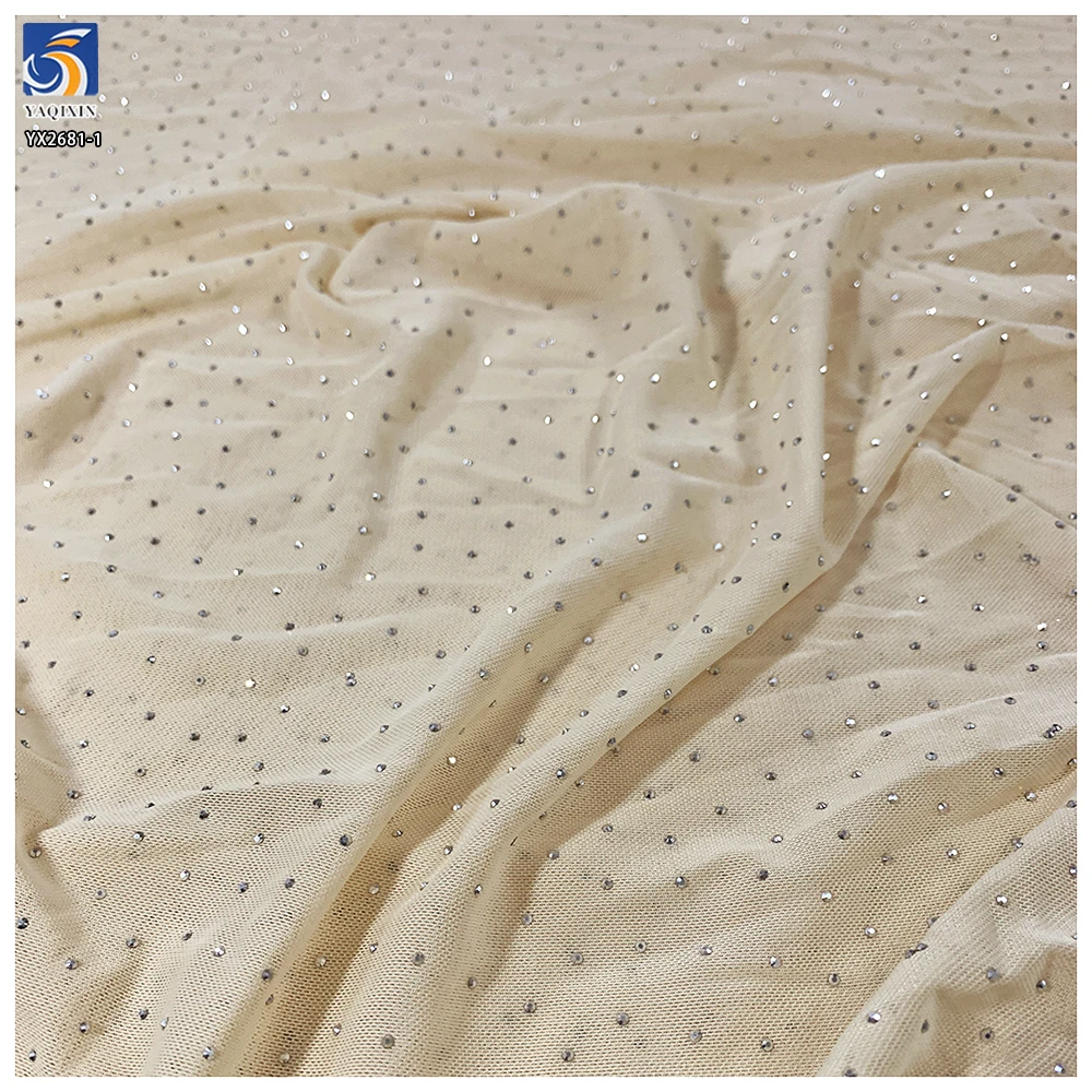 Wholesale Stretch Nude Fabric lightning Mesh Added Diamond Craft Suitable for Underwear Shirts - 图片 5
