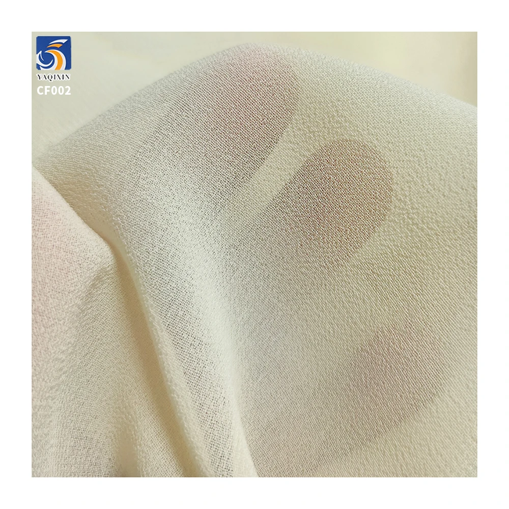 CF002 Wholesale Plain Pearl Chiffon Fabric Soft 100% Polyester Sheer Fabric - 图片 4