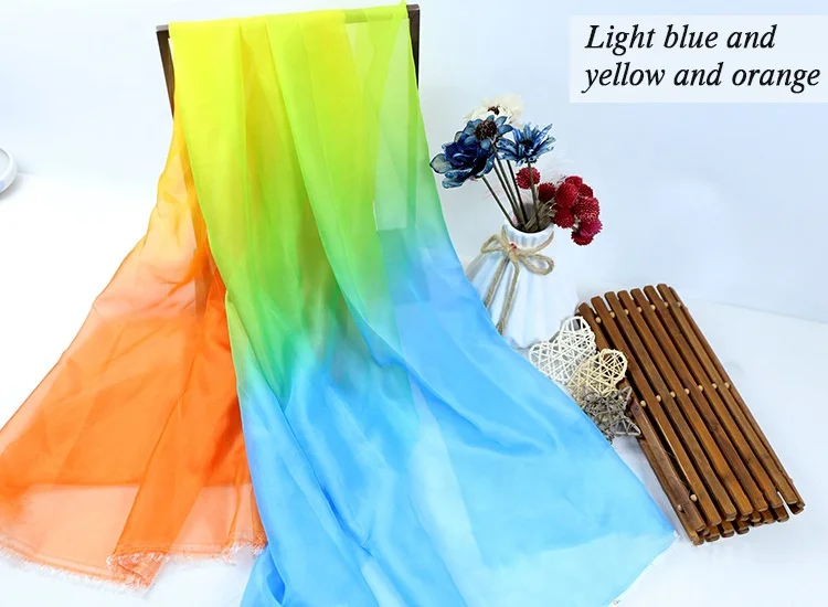 YX2088 Premium Polyester Soft Ombre Silk Chiffon Fabric Rainbow Digital Print Fabric Gradient - 图片 5