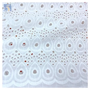 White Dry Lace Fabric 100 Cotton Lace Fabric for African Wedding Eyelet Embroidery Cotton Swiss Voile Lace Fabric
