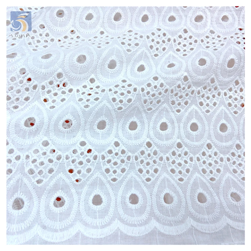 White Dry Lace Fabric 100 Cotton Lace Fabric for African Wedding Eyelet Embroidery Cotton Swiss Voile Lace Fabric