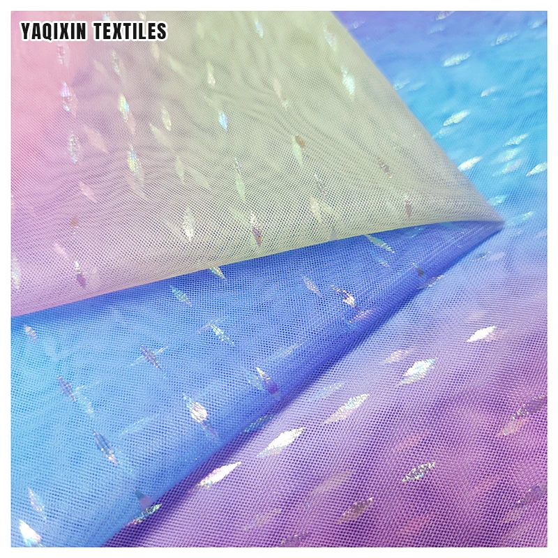 HX20425 2026 Hot Sale Wedding Bridal Veil Hayal Tulle Fabric Soft Rainbow Tutu Dress Tulle Colorful Printing Lace Fabric - 图片 4