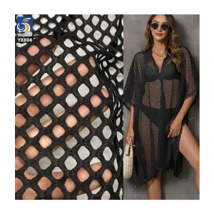 YX804 Summer 2026 Black 100% Nylon Mesh Beach Sun Protection Cardigan Sexy Hollow Mesh Net Fabric for Woman Sexy