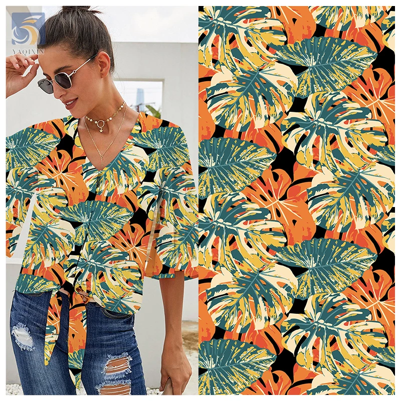 Guangzhou Supplier OEM&ODM Customized Digital Printed Poplin 100% Cotton Fabric Hawaiian Tropical Leaf Print Fabric - 图片 4