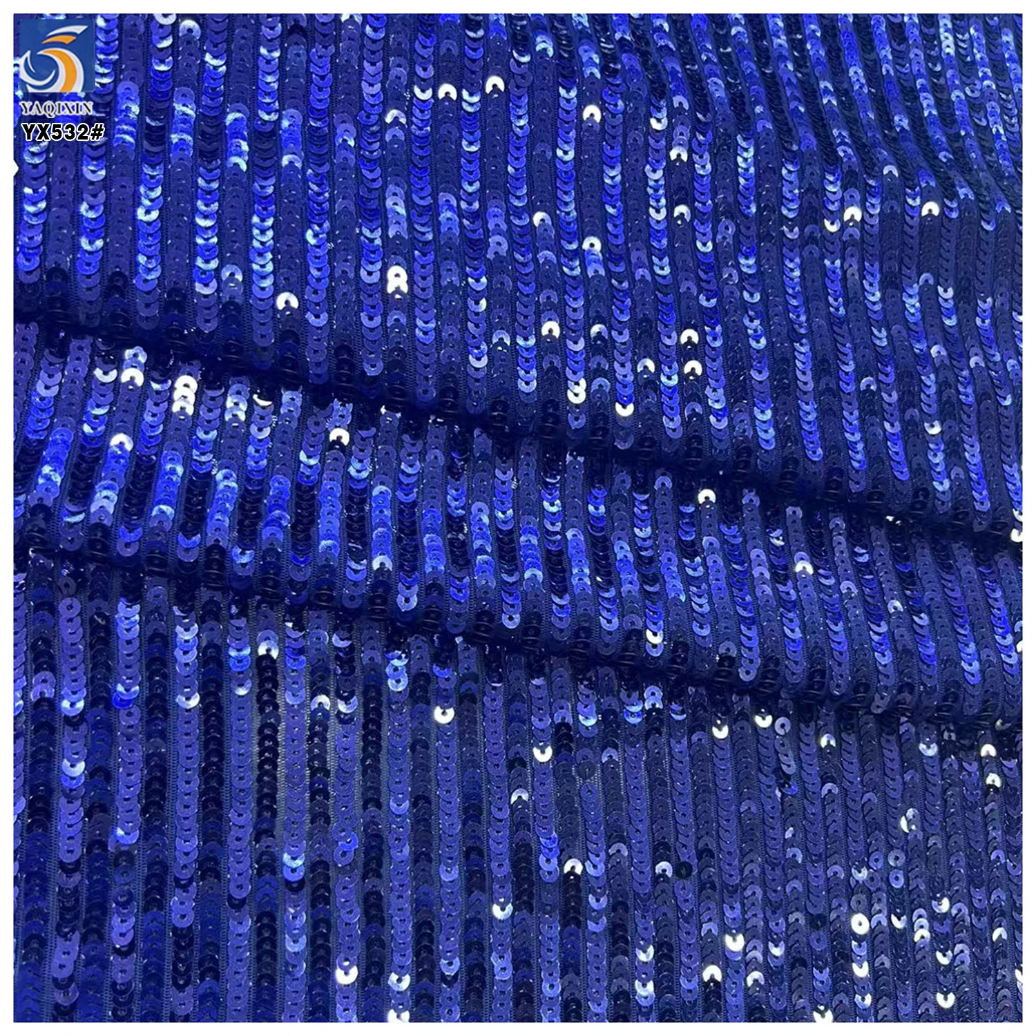 YX532 High Quality Micro-Stretch Mesh Stripe Transparent 3MM Sequin Knit Fabric - 图片 3