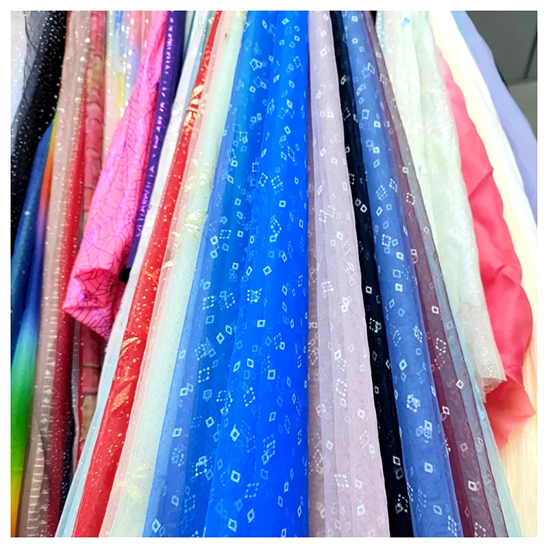 Diamond Shape Design Colorful Glitter Tulle Net Mesh Fabric Wedding Bling Bling Sparkle Bright Drill Tulle Mesh Fabric - 图片 6