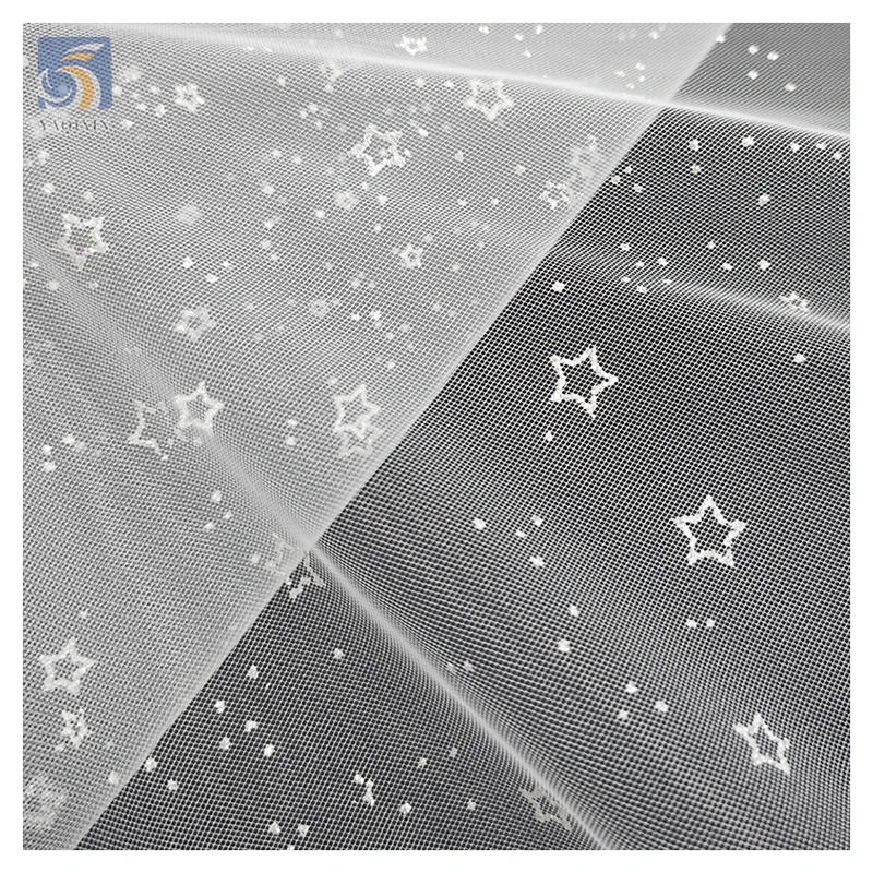 SG08 Wholesale Customized Glitter Silver Stars Tulle Soft Mesh Children's Dress Fabrics - 图片 2