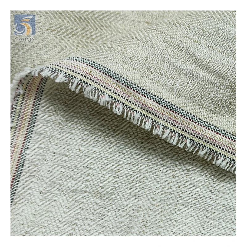 High Quality Herringbone Hemp Cotton Fabric 260gsm Original Color 75/15 Blend Linen/Cotton Fabric for Clothing - 图片 4