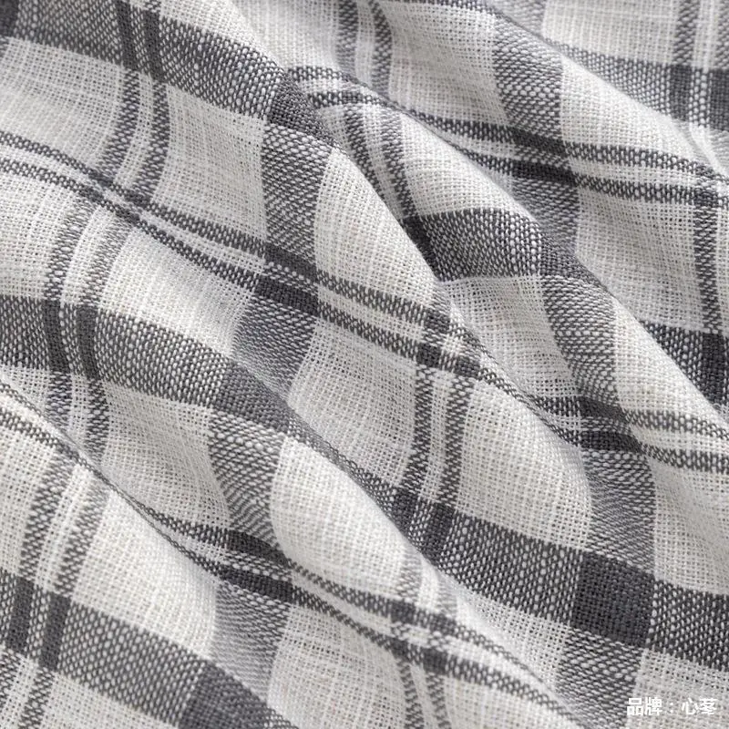 2025 Golf Business Style 200gsm Woven Yarn Dyed Madras Check Cotton Linen Fabric for Shirt Clothing Stripe Plaid Fabric - 图片 4