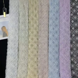 Wholesale White Sequin Embroidery Jacquard Mesh Lace Fabric Eco-Friendly Women's Fashion Blouses Dresses Weddings-Hot Sales