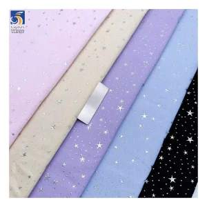 YX996 150cm 220g/m² Fashion Denim Fabric With Silver Stars Dots Cotton Denim Fabric for Girl's Autumn Pants and Jackets