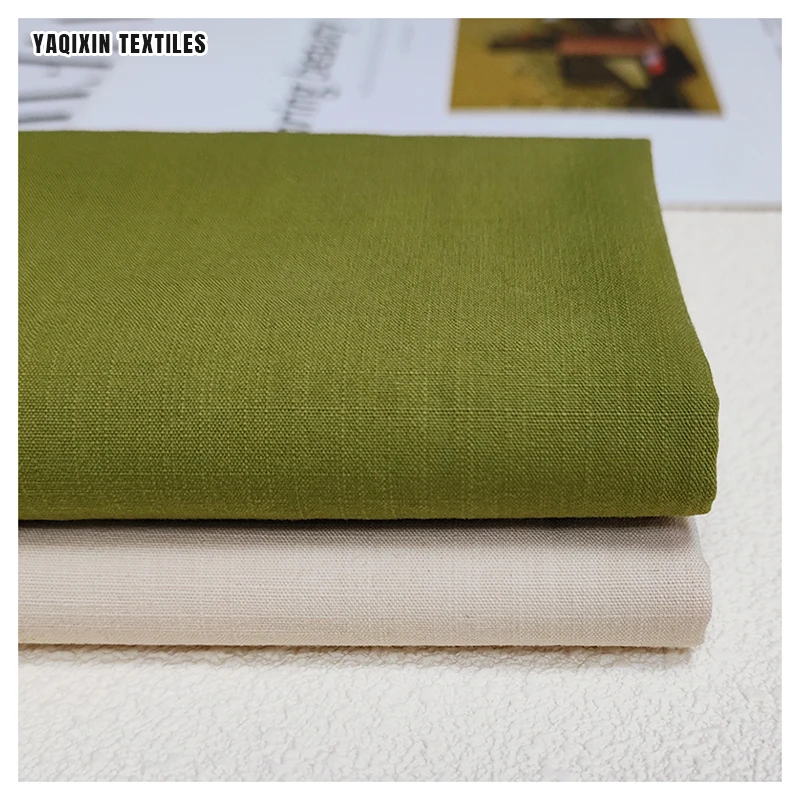 A2243 Light Green 100% Cotton 32x21 Combed Fabric Warp and Weft Slub Washed Cotton 200gsm Workwear Shirt Hat Fabric - 图片 6