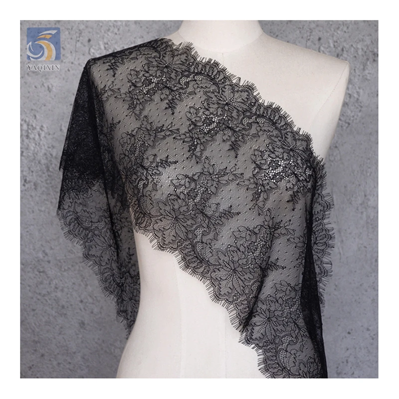 YX2633 Custom Wholesale Price African Lace Fabric Bridal 2024 New Polyester Eyelash Lace Fabric Knitted 3M*22CM - 图片 4
