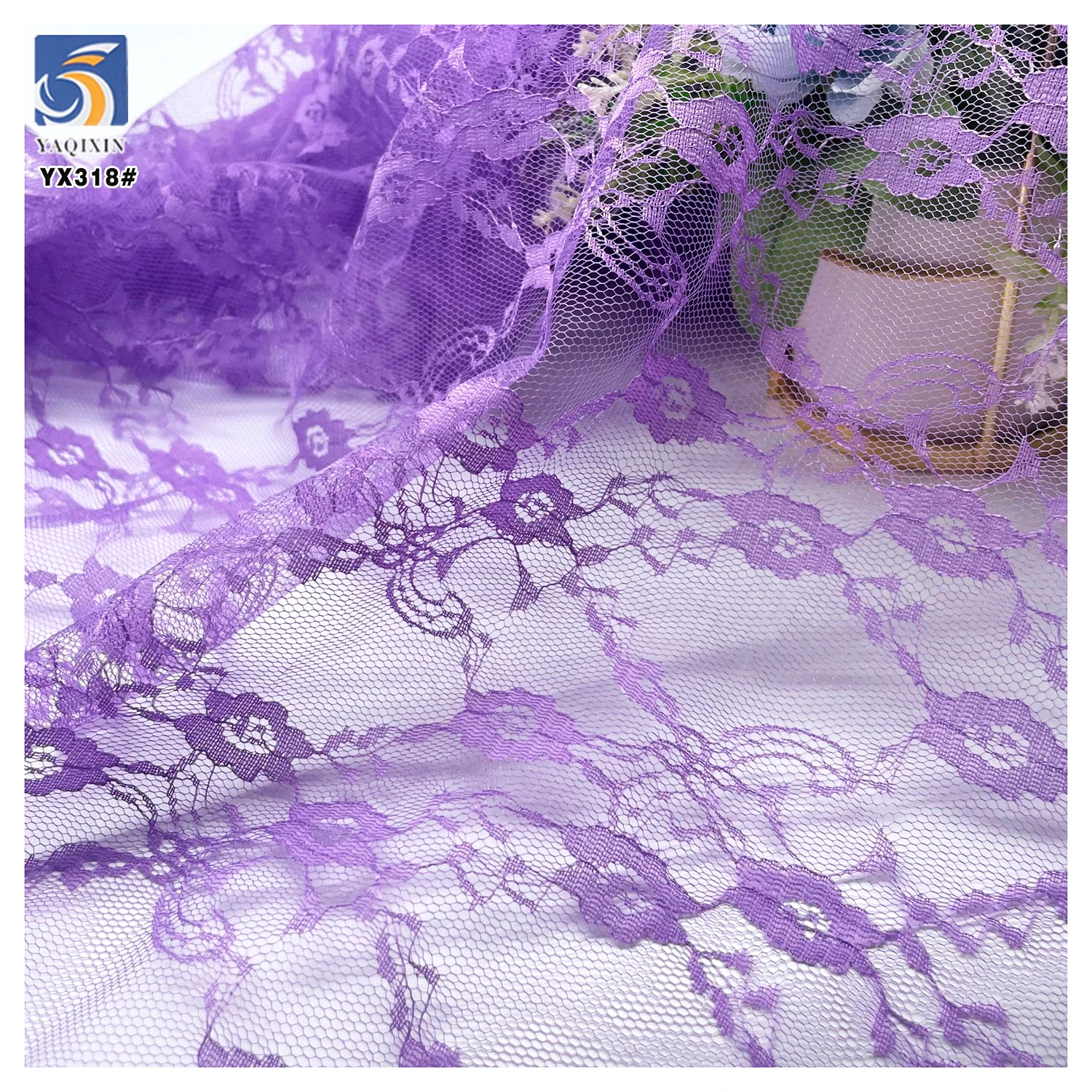 YX318 New Arrivals Lolita Children's Clothing Lace Fabric Non-Stretch Small Peony Pattern Chantilly Lace Fabric - 图片 5