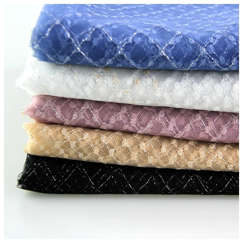 Guangzhou Factory Direct Sales High Quality Sexy Underwear Mesh Lace Fabric Check Jacquard Tulle Fabric - 图片 5