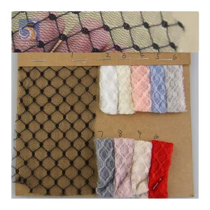 F500 Eco-Friendly Lace and Mesh Fabrics Premium Quality Jacquard Black Polka Dots Mesh Fabrics for Garment Making