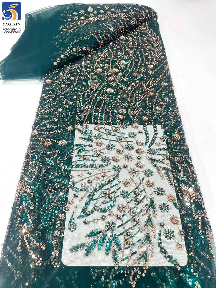 YX1519 300gsm Sequin Beaded Embroidery Fabric Purple Floral Sequin Embroidery Lace Fabric for Prom Dress and Evening Gown - 图片 2