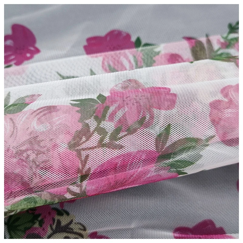 YaQiXin Original Design Chinese Style Textile 100% Polyester Digital Print Fabric Floral Mesh Tulle Fabric for Clothing - 图片 5