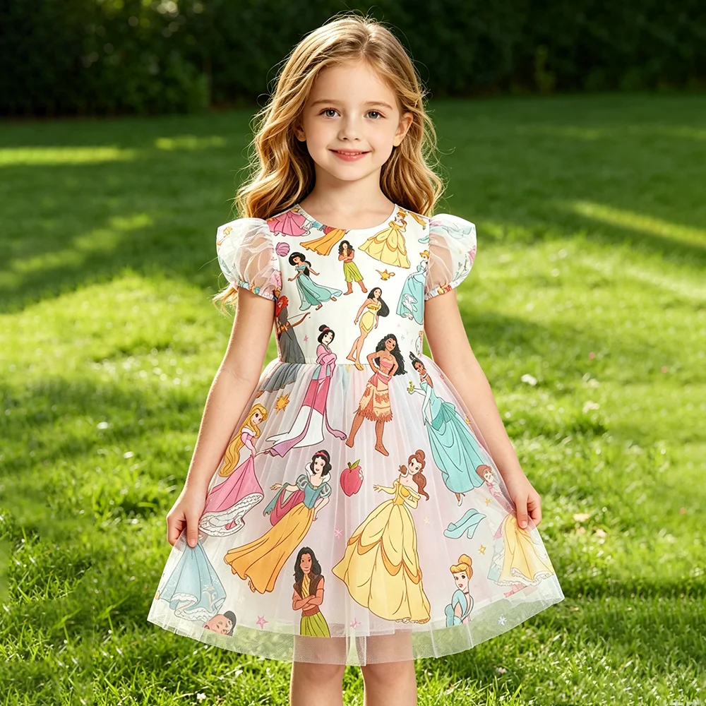 YX2095-1 Soft Tulle Custom Printed Princess Pattern European and American Children's Fabric - 图片 3