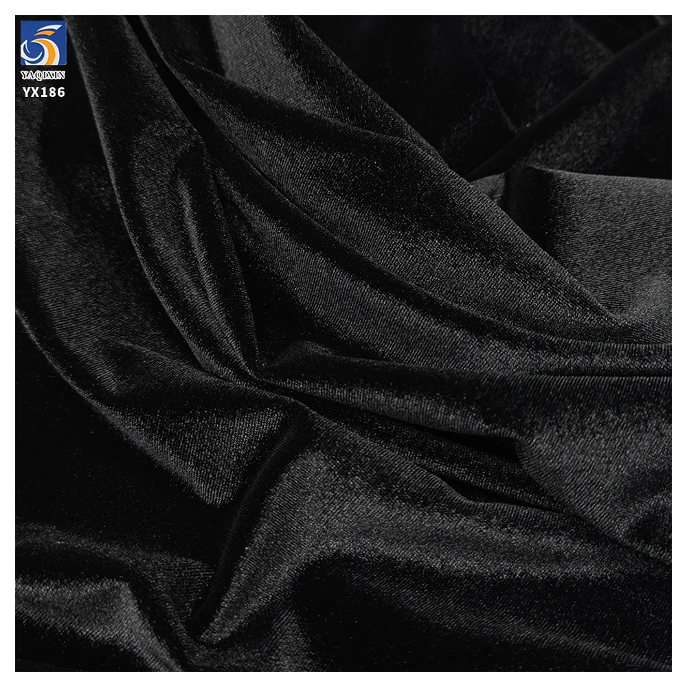 YX186-1 240gsm Black Noble Luxurious Korean Velvet Dresses Fabrics for Woman 2026 New Knit Velvet Stretch Fabric - 图片 5