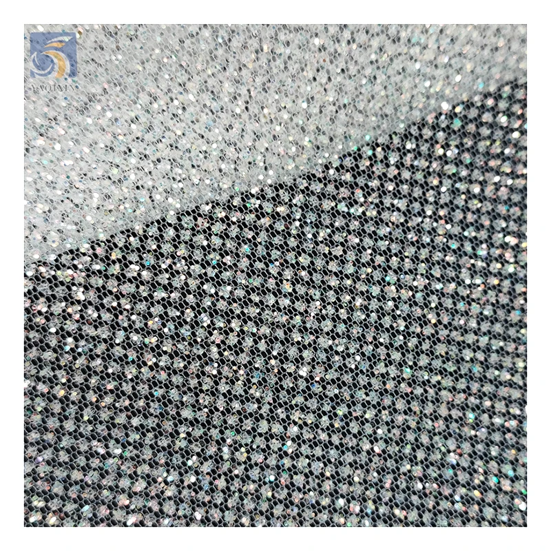 High-End Polyester Flash Silver Shiny Glitter Tulle Net Fabric Sparkle Mesh Wedding Dress Bridal Fabric Price Sales by Yards - 图片 5