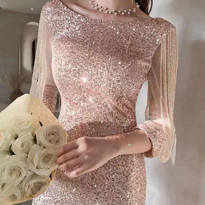 Wholesale Prices 4 Way Stretchy Sequin Fabric Bling Bling 3mm Glitter Sequin Stripe Fabric for Fashion Dress - 图片 3