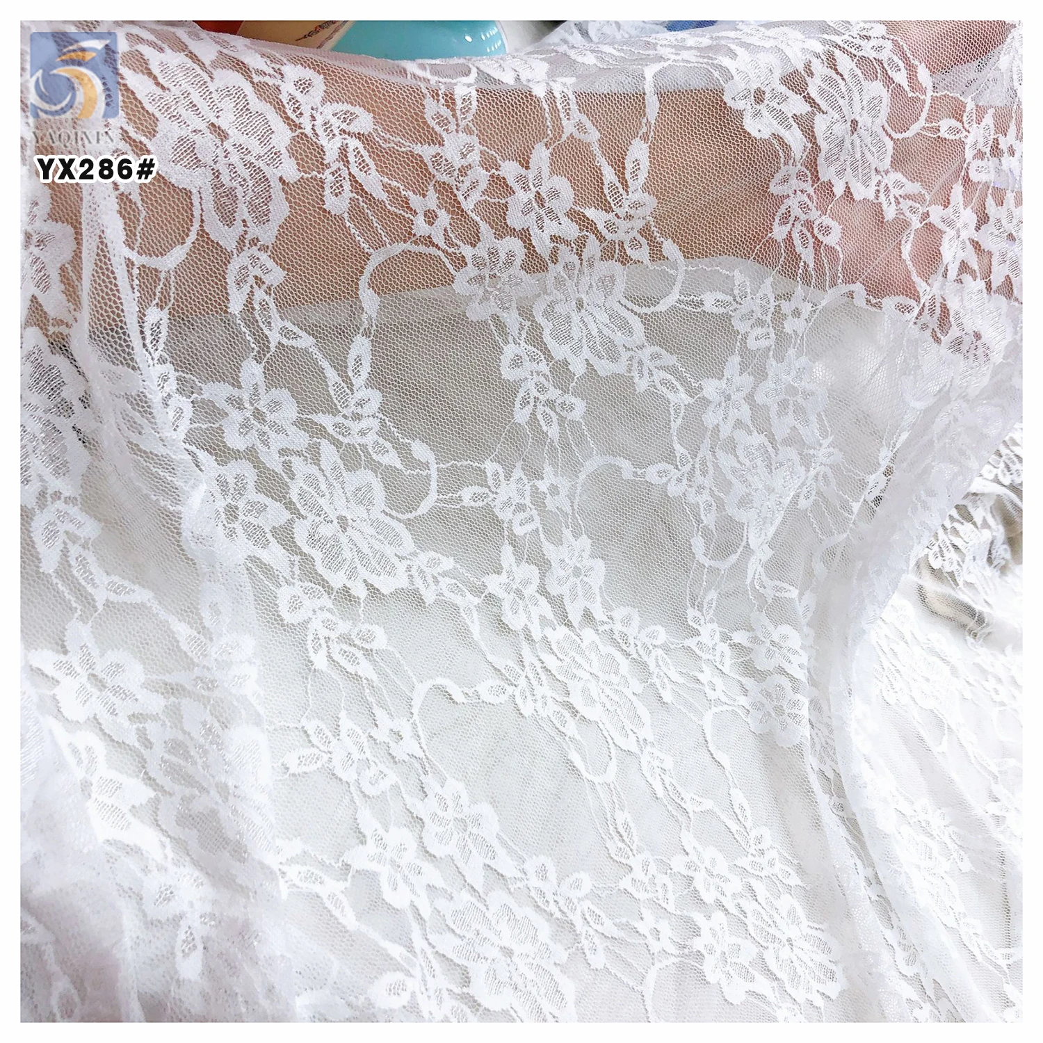 YX286 New Arrivals 2024 Elastic Jacquard Spandex Nylon Black Lace Fabric Sexy Lingerie Swimsuit Lace Fabric - 图片 6